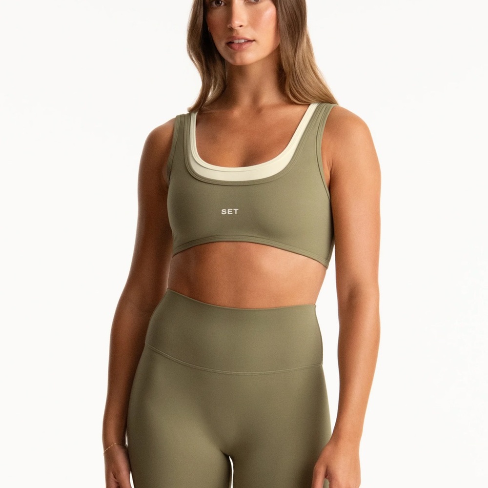 SET Active x PARKE Breathe Parke Layer Scoop Bra - beachgrass